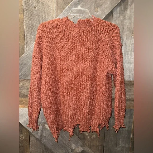 Staccato Distressed Rust Colored Sweater, women’s size large - Picture 4 of 4